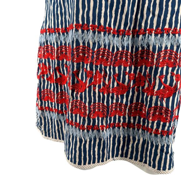 THML Boho Flutter Sleeve Mini Dress Knee Length XS Striped Blue Red - Picture 2 of 4